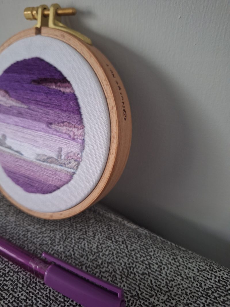 Violet Morning — Original Hand Embroidery in Beechwood Hoop