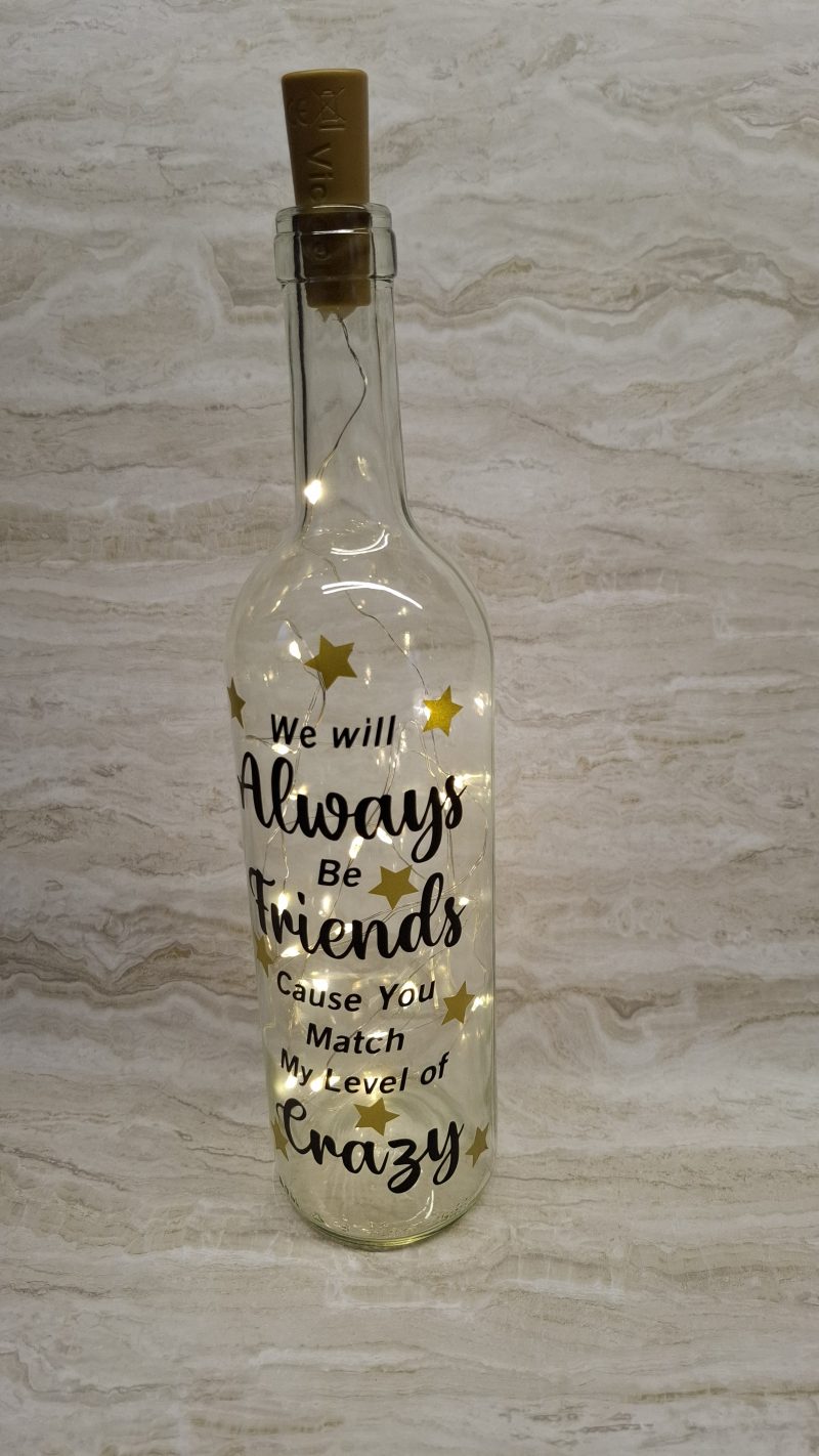 Best and Crazy Friend Wine Bottle Gift, with LED Light String