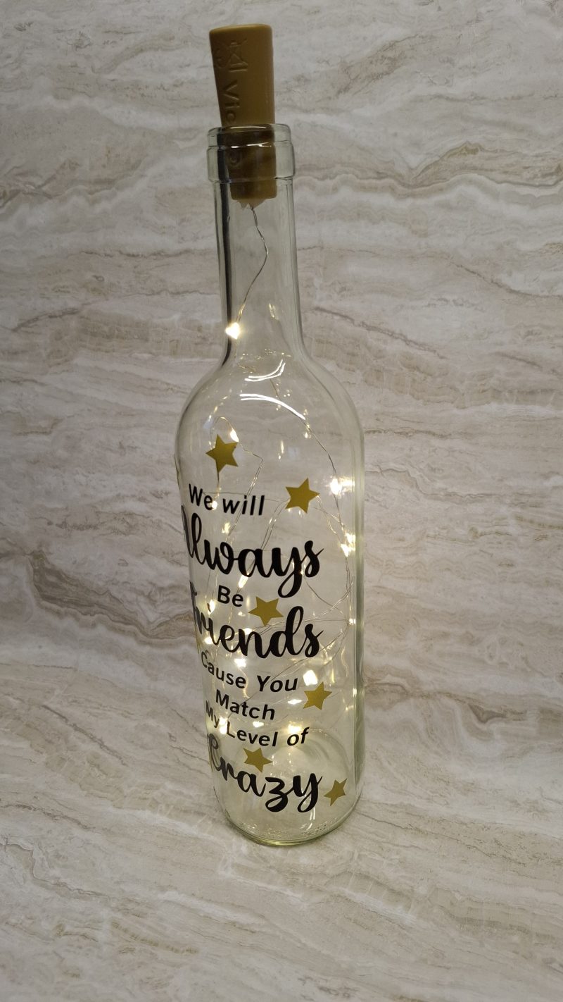 Best and Crazy Friend Wine Bottle Gift, with LED Light String
