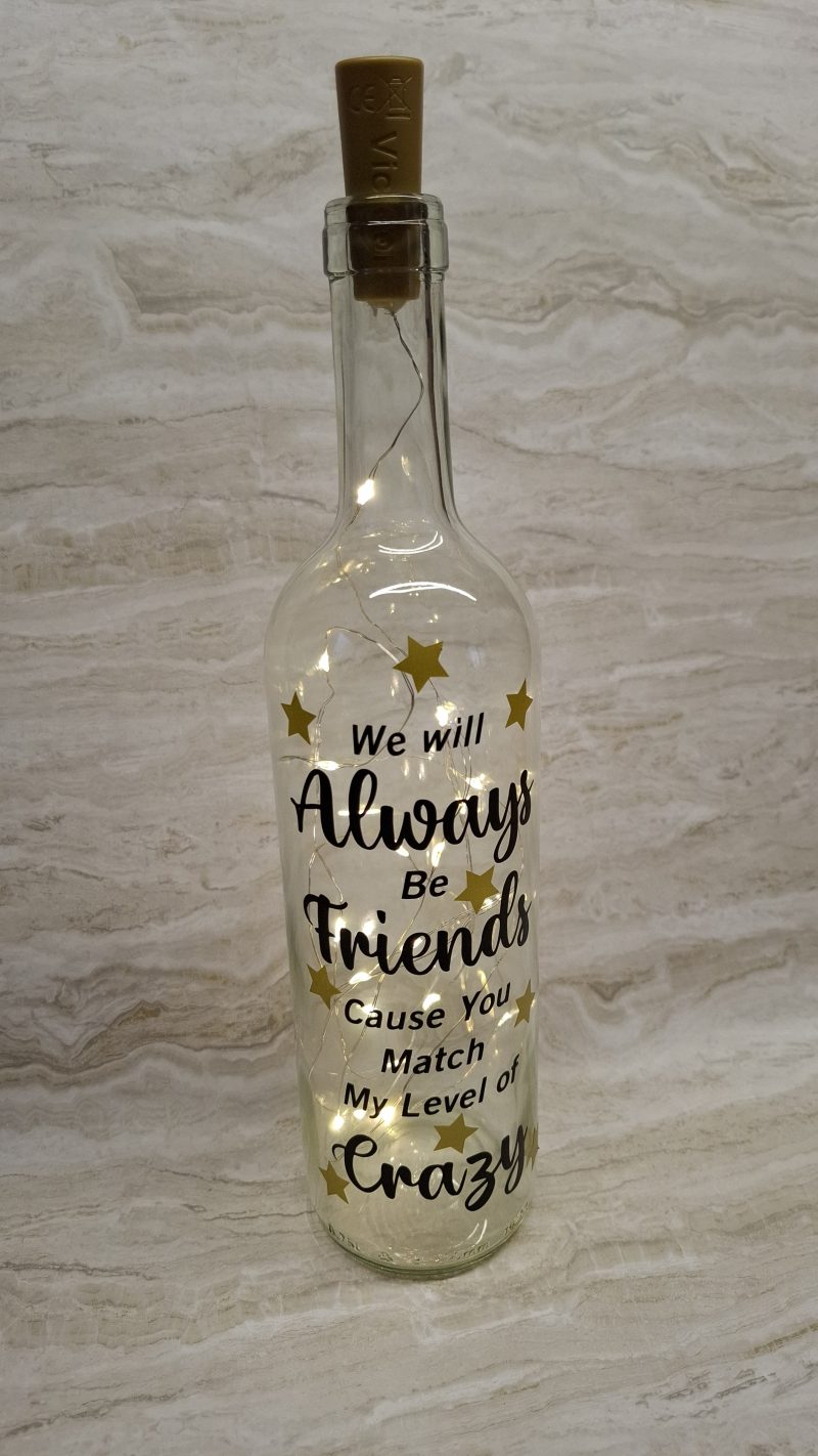 Best and Crazy Friend Wine Bottle Gift, with LED Light String