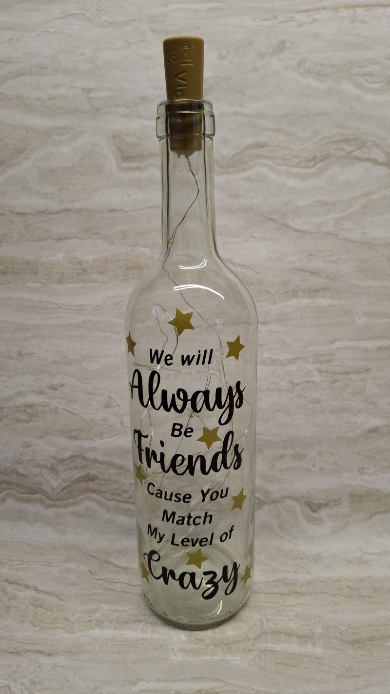 Best and Crazy Friend Wine Bottle Gift, with LED Light String