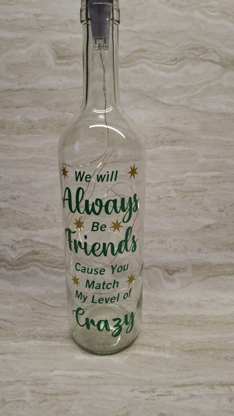 Best and Crazy Friend Wine Bottle Gift, with LED Light String