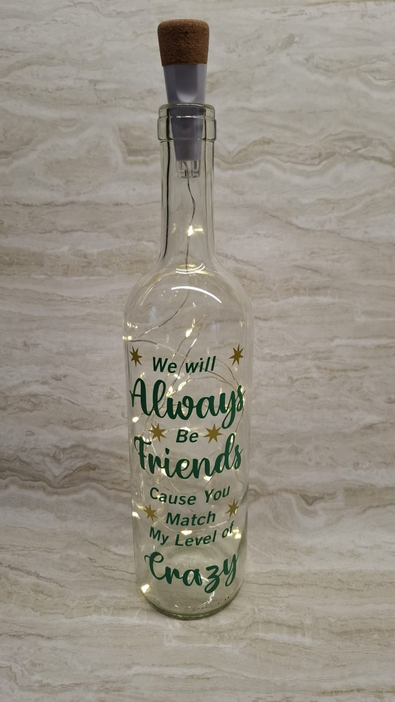 Best and Crazy Friend Wine Bottle Gift, with LED Light String