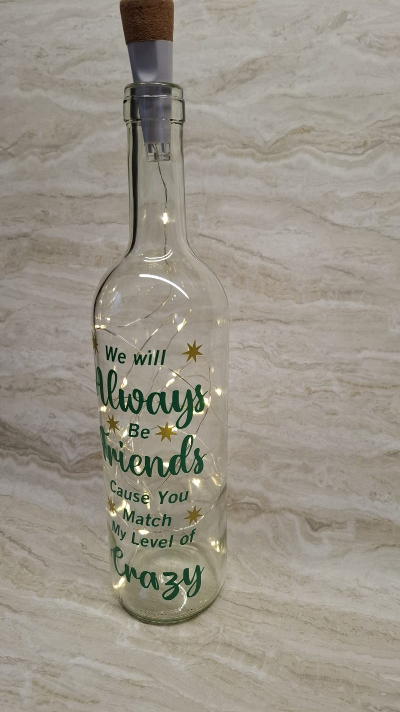 Best and Crazy Friend Wine Bottle Gift, with LED Light String