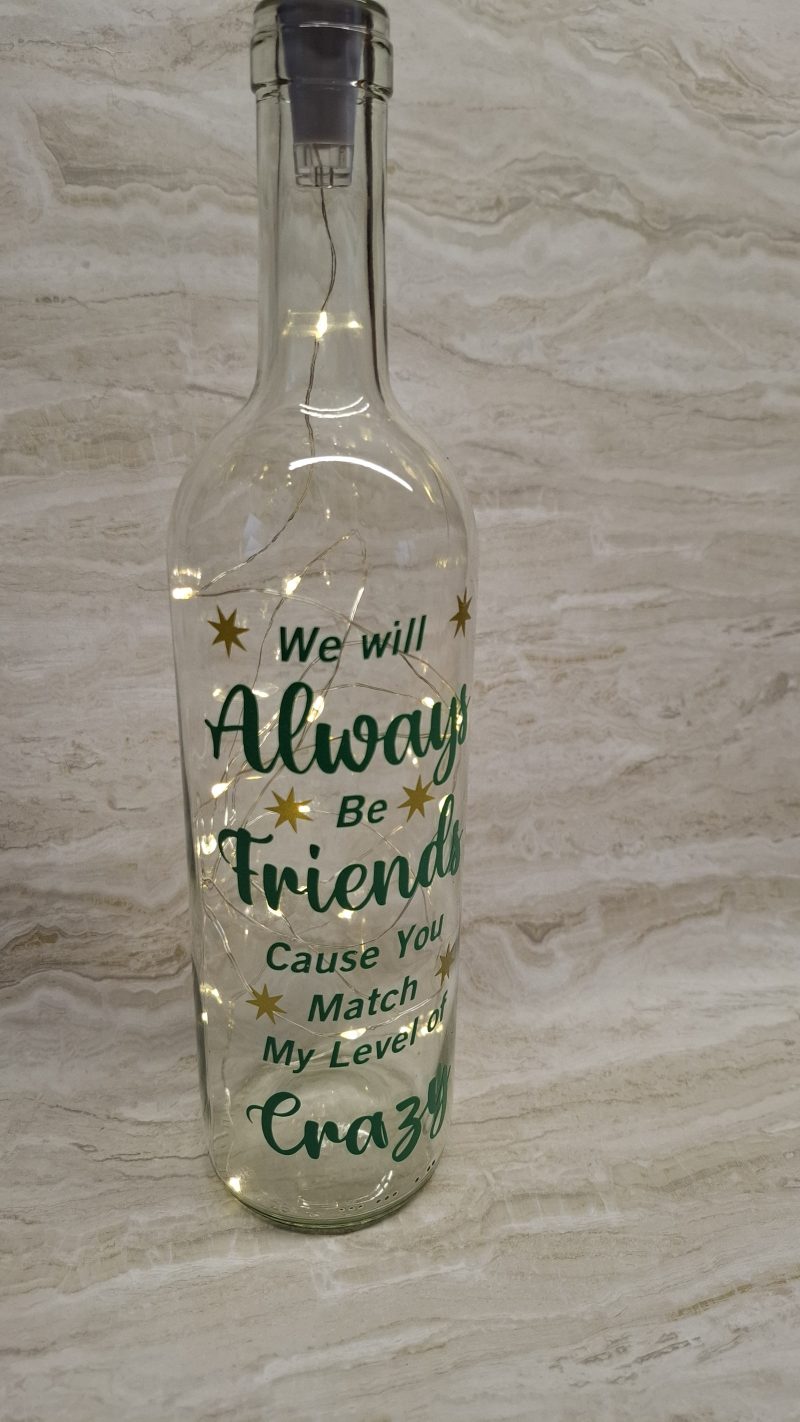 Best and Crazy Friend Wine Bottle Gift, with LED Light String