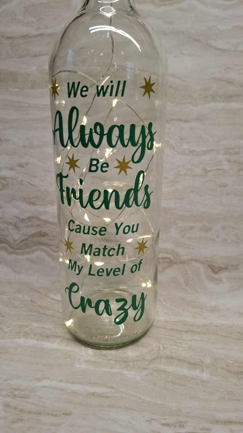 Best and Crazy Friend Wine Bottle Gift, with LED Light String