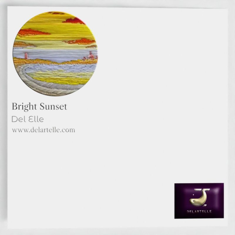 Bright Sunset Greeting Card — Hand Embroidery Art | Blank Inside