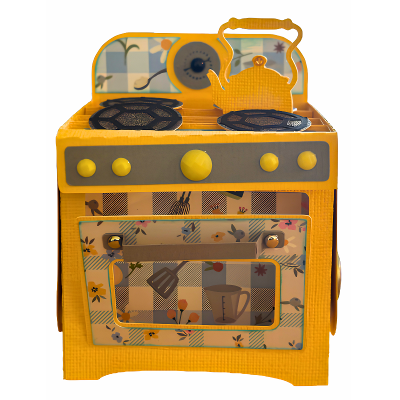 Handmade Pop Up Oven Card – Yellow Retro Kitchen Gift