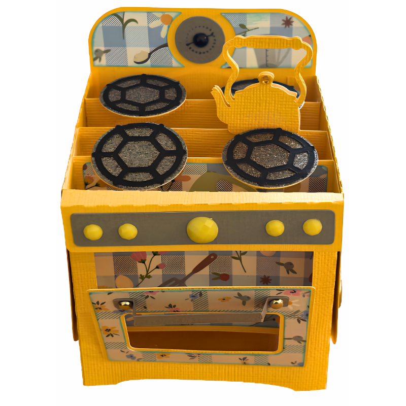 Handmade Pop Up Oven Card – Yellow Retro Kitchen Gift