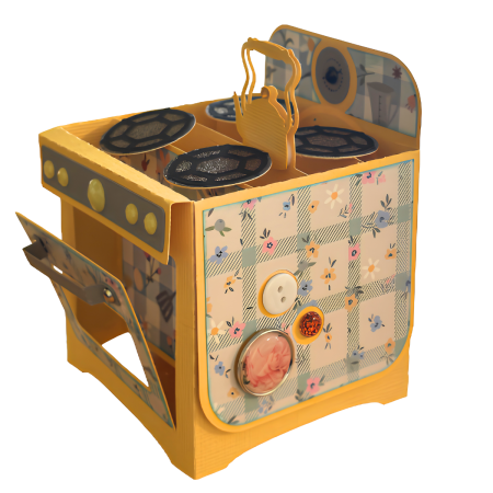 Handmade Pop Up Oven Card – Yellow Retro Kitchen Gift