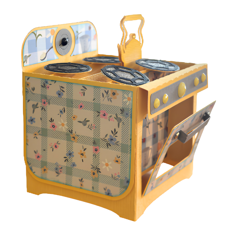 Handmade Pop Up Oven Card – Yellow Retro Kitchen Gift