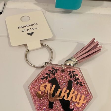 Personalised Glitter Resin Name Keychain