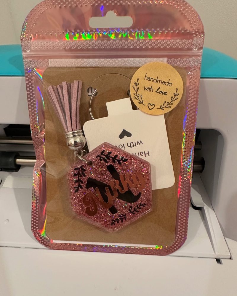 Personalised Glitter Resin Name Keychain