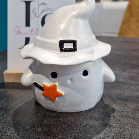 Handcrafted gypsum ghost jar