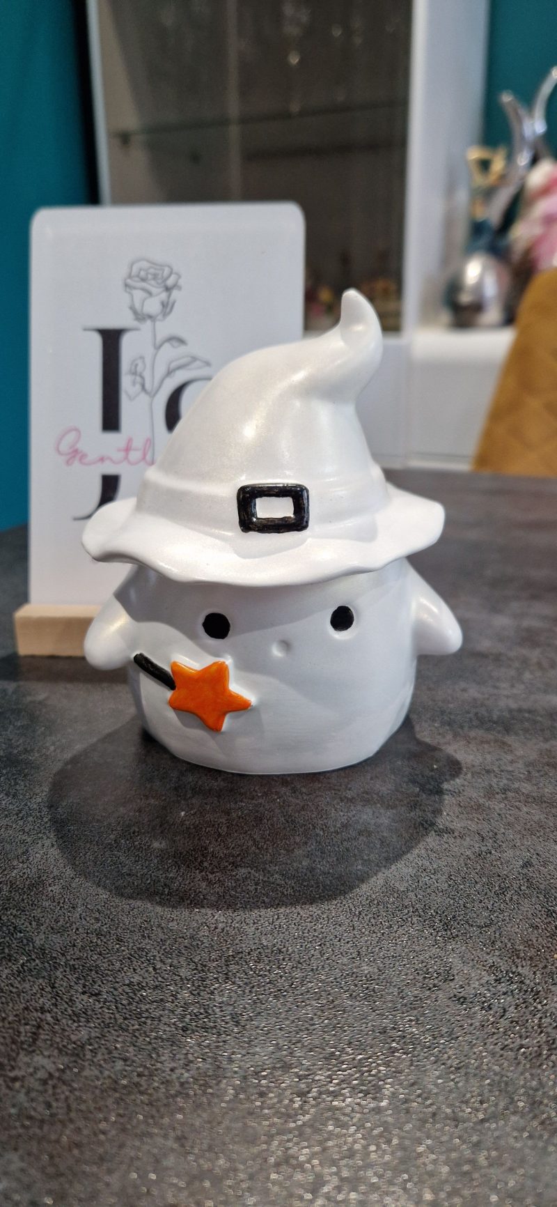 Handcrafted gypsum ghost jar