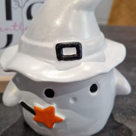 Handcrafted gypsum ghost jar