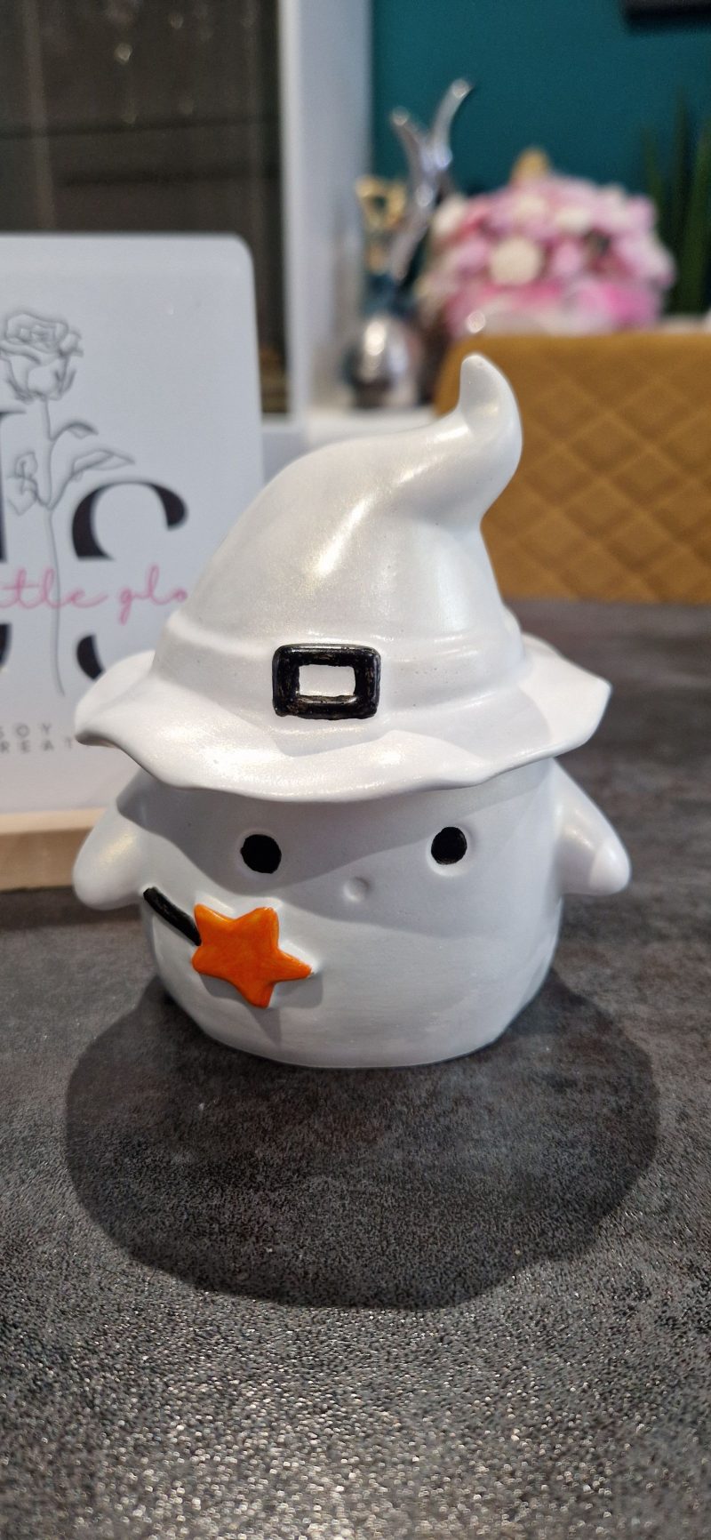 Handcrafted gypsum ghost jar