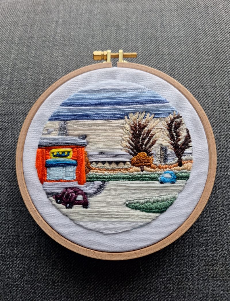 Winter — Original Hand Embroidery in Beechwood Hoop
