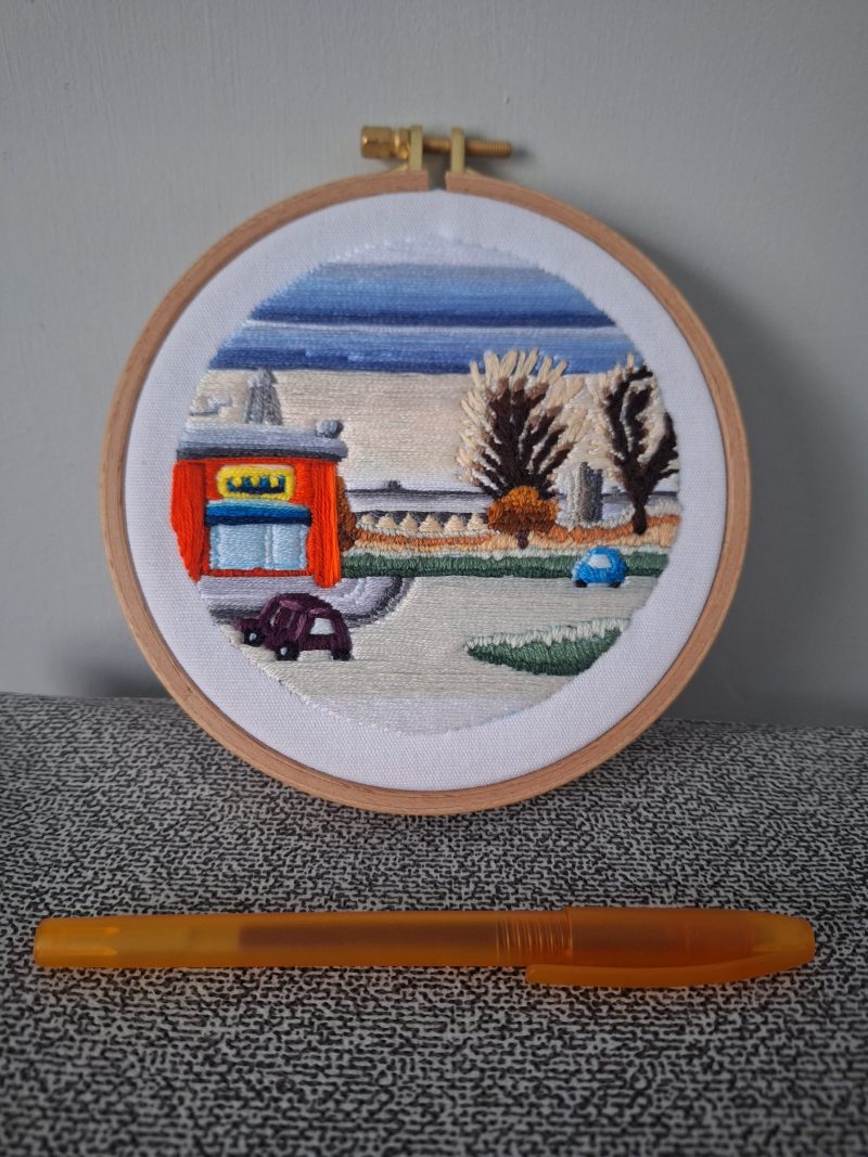 Winter — Original Hand Embroidery in Beechwood Hoop