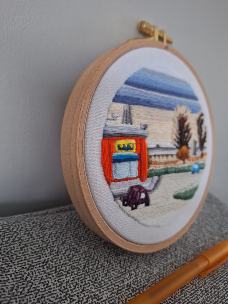 Winter — Original Hand Embroidery in Beechwood Hoop