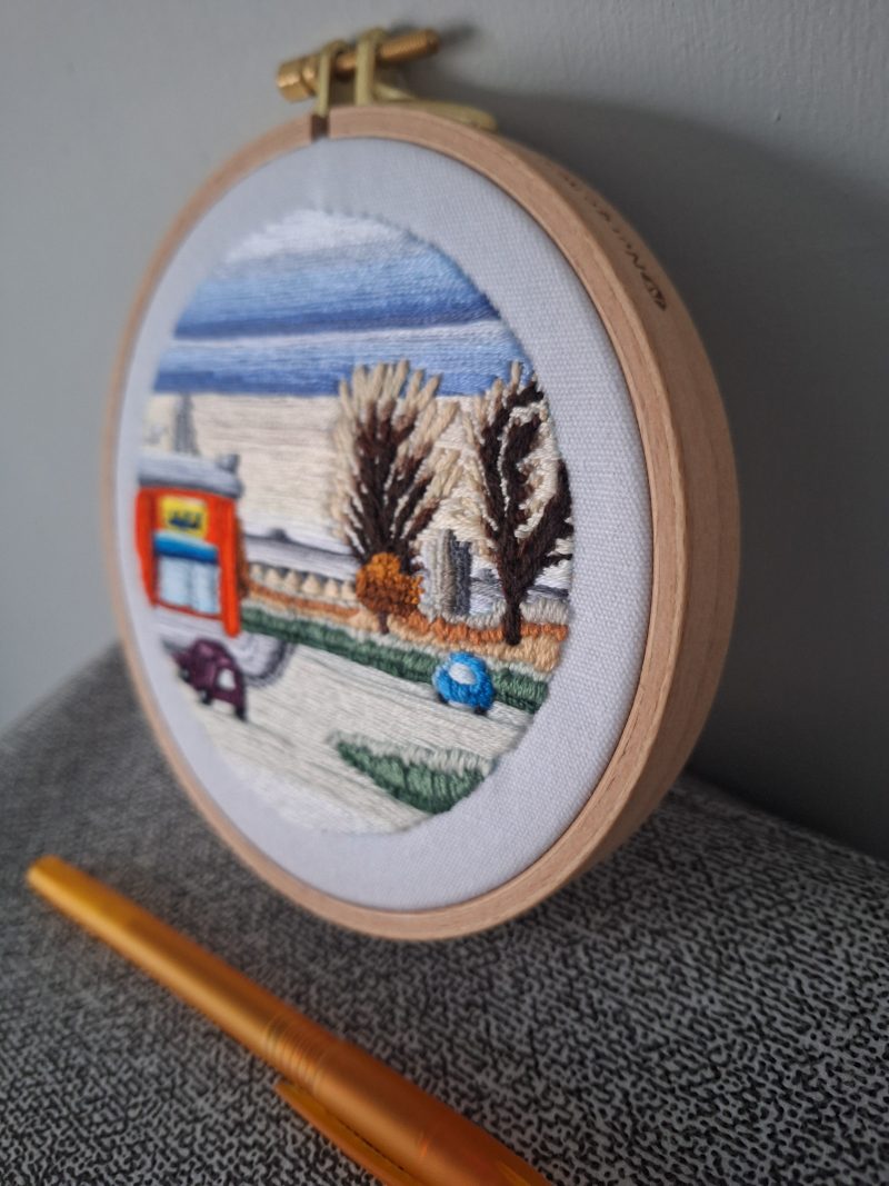 Winter — Original Hand Embroidery in Beechwood Hoop