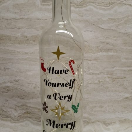Merry Christmas Wine Bottle Gift, with Coloured LED Light String
