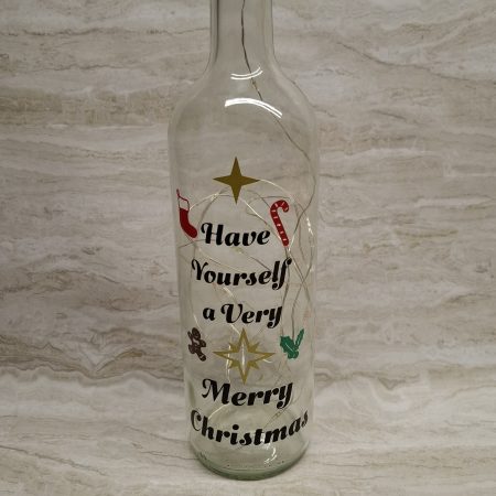 Merry Christmas Wine Bottle Gift, with Coloured LED Light String