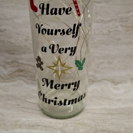 Merry Christmas Wine Bottle Gift, with Coloured LED Light String