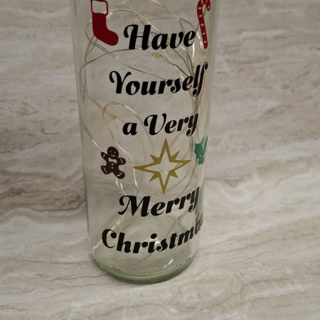 Merry Christmas Wine Bottle Gift, with Coloured LED Light String
