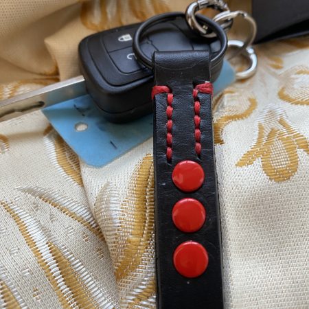 Fathers Day Football mad keyring gift. Bespoke Italian leather Handmade
