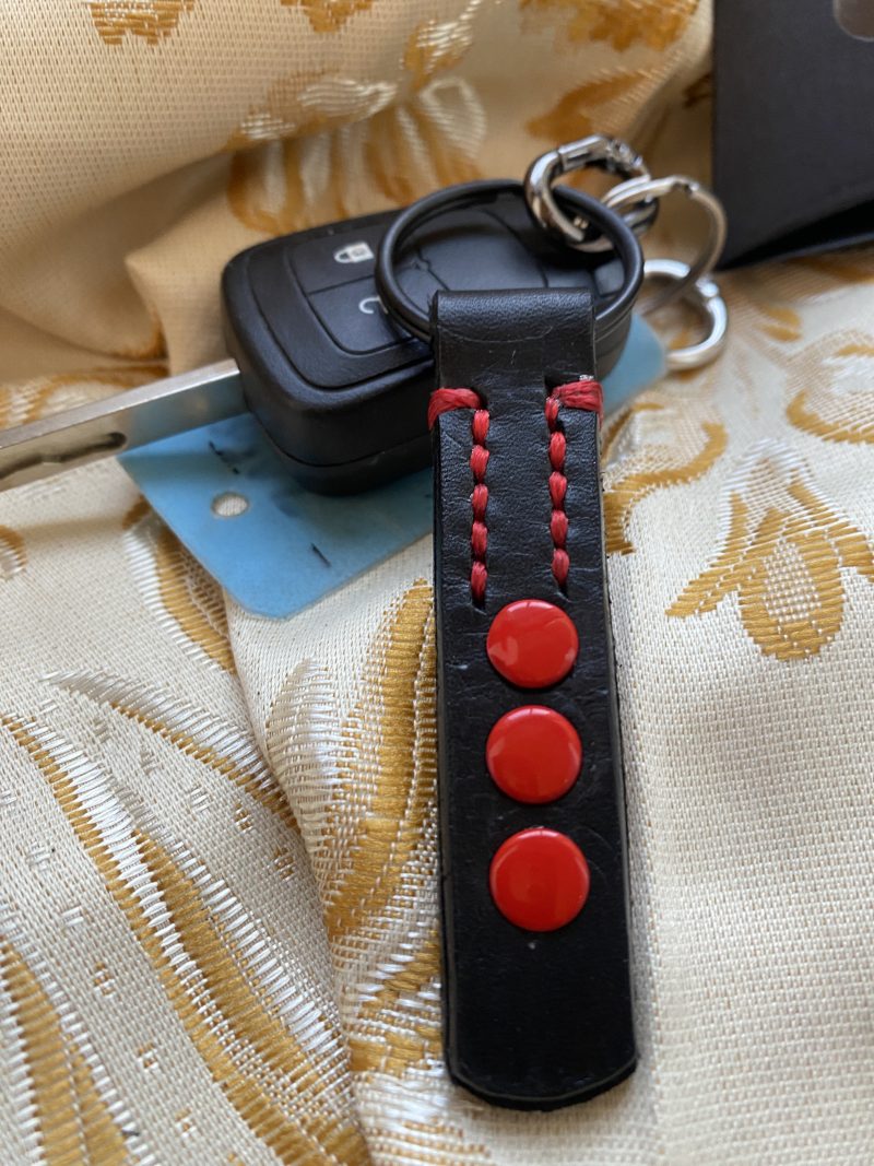 Fathers Day Football mad keyring gift. Bespoke Italian leather Handmade