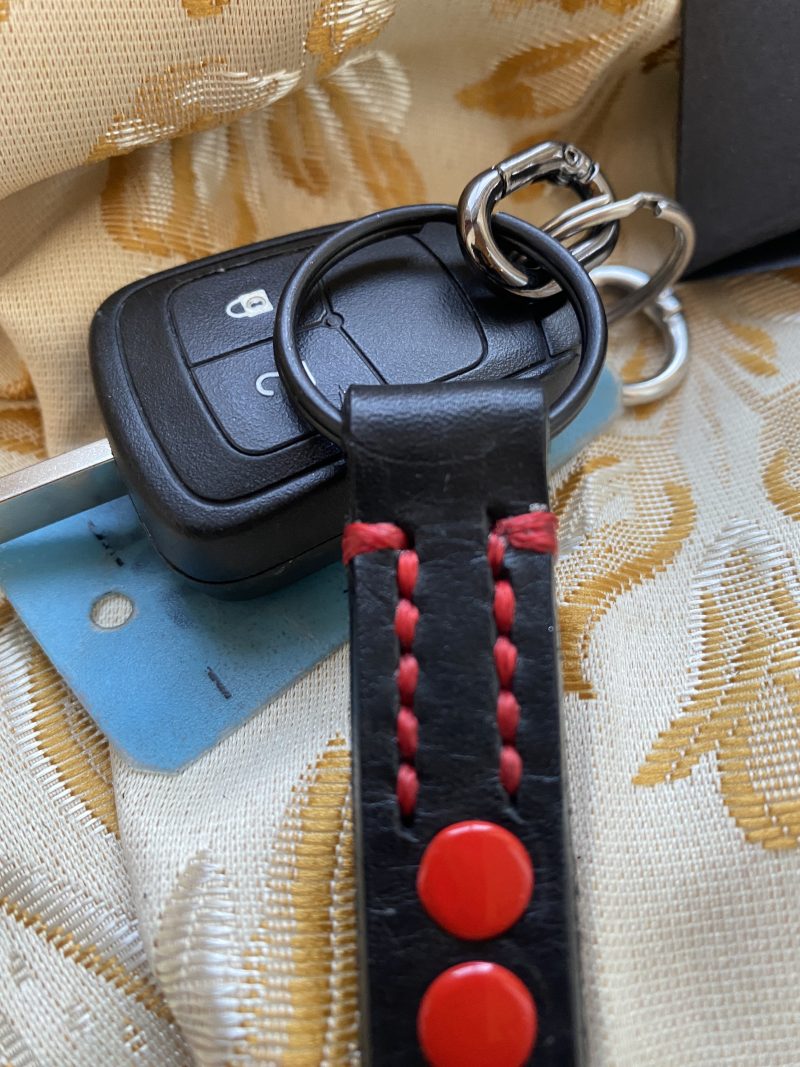Fathers Day Football mad keyring gift. Bespoke Italian leather Handmade
