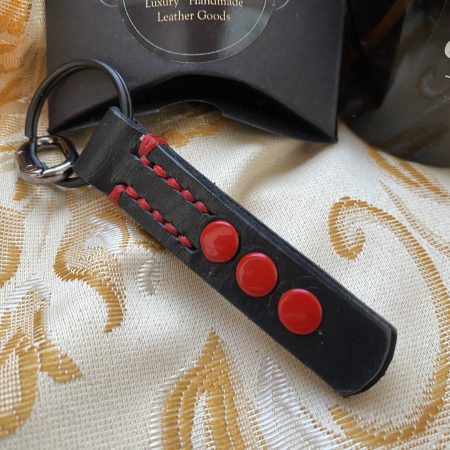 Fathers Day Football mad keyring gift. Bespoke Italian leather Handmade