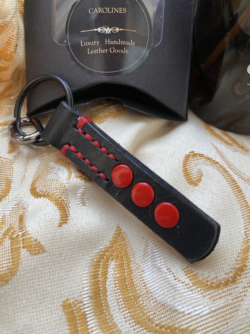 Fathers Day Football mad keyring gift. Bespoke Italian leather Handmade