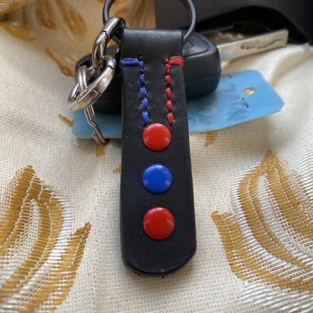 Fathers Day Football mad keyring gift. Bespoke Italian leather Handmade