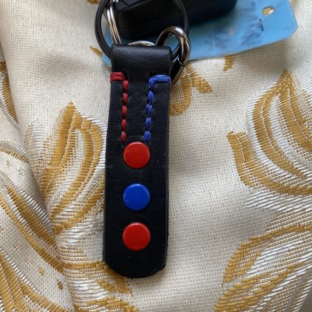 Fathers Day Football mad keyring gift. Bespoke Italian leather Handmade