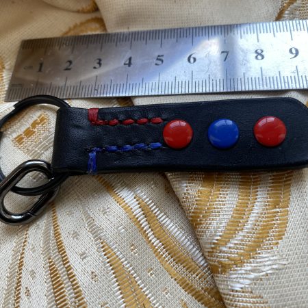 Fathers Day Football mad keyring gift. Bespoke Italian leather Handmade