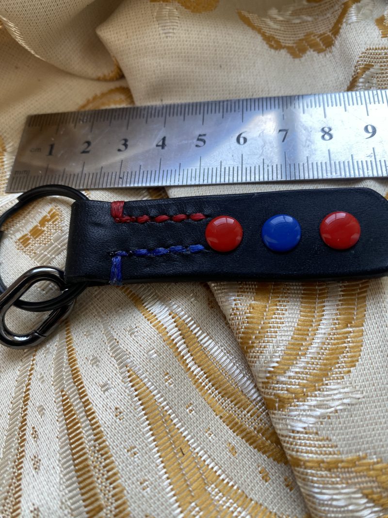 Fathers Day Football mad keyring gift. Bespoke Italian leather Handmade