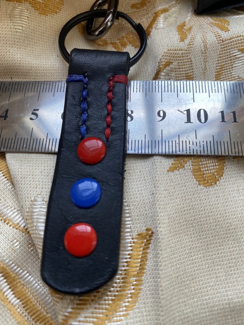 Fathers Day Football mad keyring gift. Bespoke Italian leather Handmade