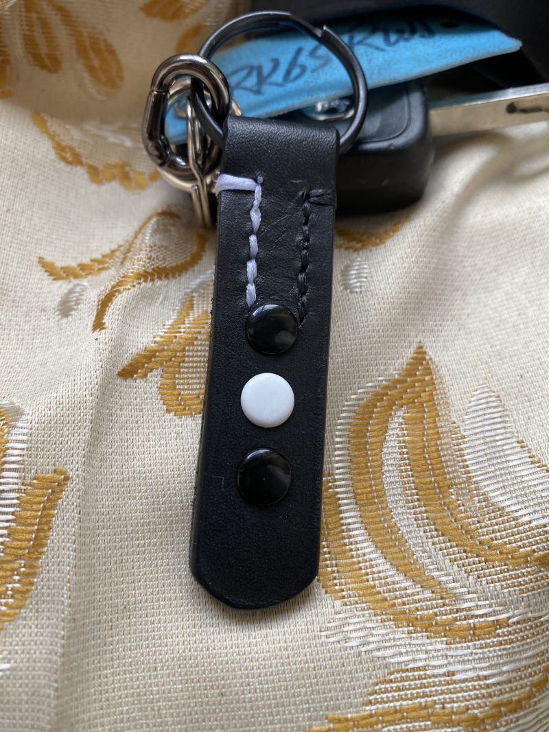 Fathers Day Football mad keyring gift. Bespoke Italian leather Handmade