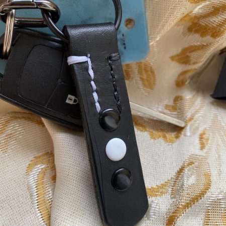 Fathers Day Football mad keyring gift. Bespoke Italian leather Handmade