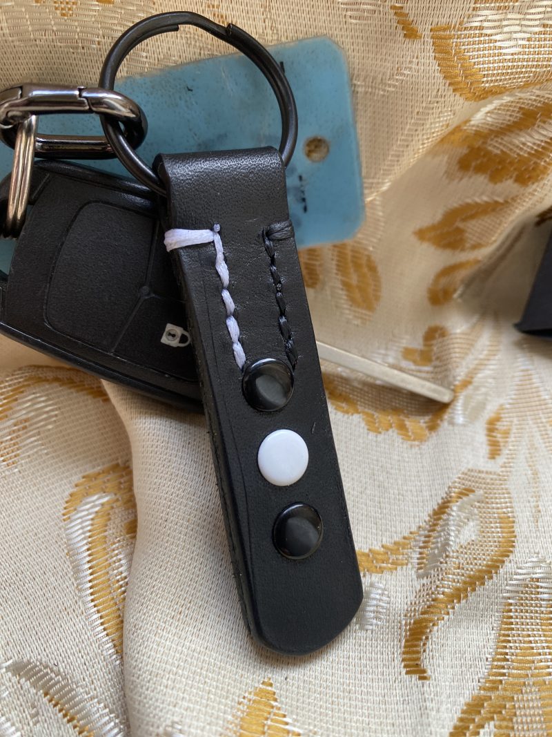 Fathers Day Football mad keyring gift. Bespoke Italian leather Handmade