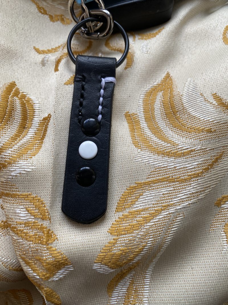 Fathers Day Football mad keyring gift. Bespoke Italian leather Handmade