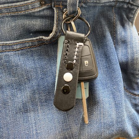 Fathers Day Football mad keyring gift. Bespoke Italian leather Handmade