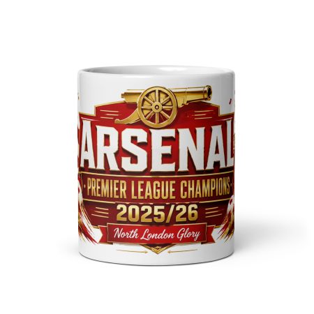 Arsenal Premier League Champions 2025/26 Mug Ceramic 11oz White Made To Order Football Fan Gift