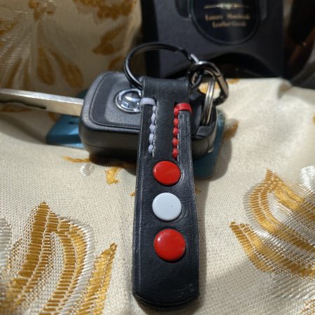 Fathers Day Football mad keyring gift. Bespoke Italian leather Handmade