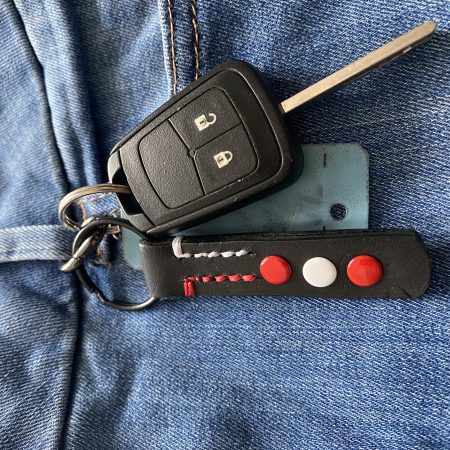 Fathers Day Football mad keyring gift. Bespoke Italian leather Handmade