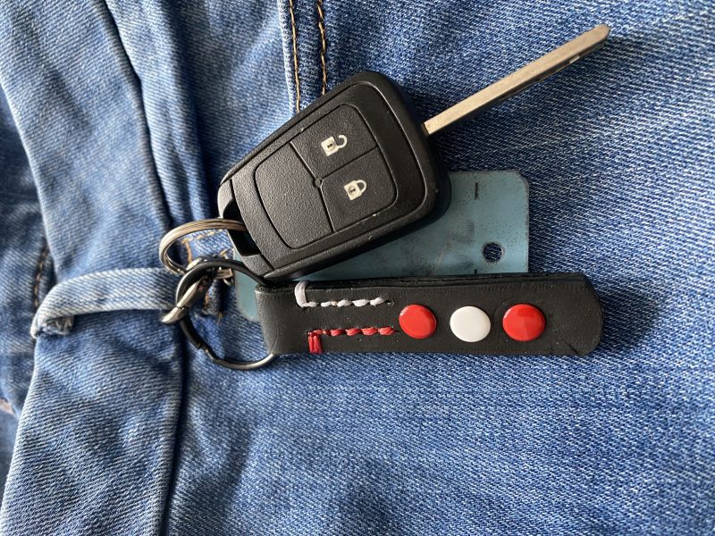 Fathers Day Football mad keyring gift. Bespoke Italian leather Handmade