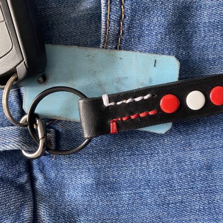 Fathers Day Football mad keyring gift. Bespoke Italian leather Handmade