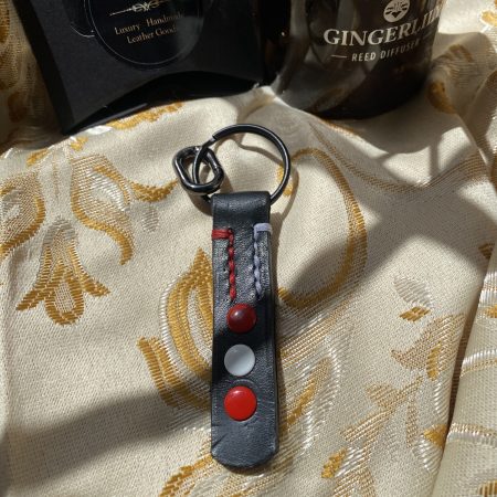 Fathers Day Football mad keyring gift. Bespoke Italian leather Handmade